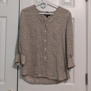 Light Brown Animal-Print Button Front Blouse